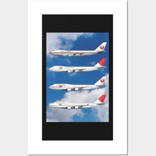 Tee Shirt Version Full Complement of 747 Liveries From Japan Airlines Posters and Art